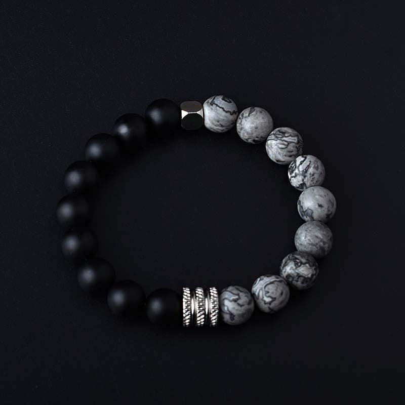 Stainless Steel Two-tone Volcanic Tiger's Eye Bracelet