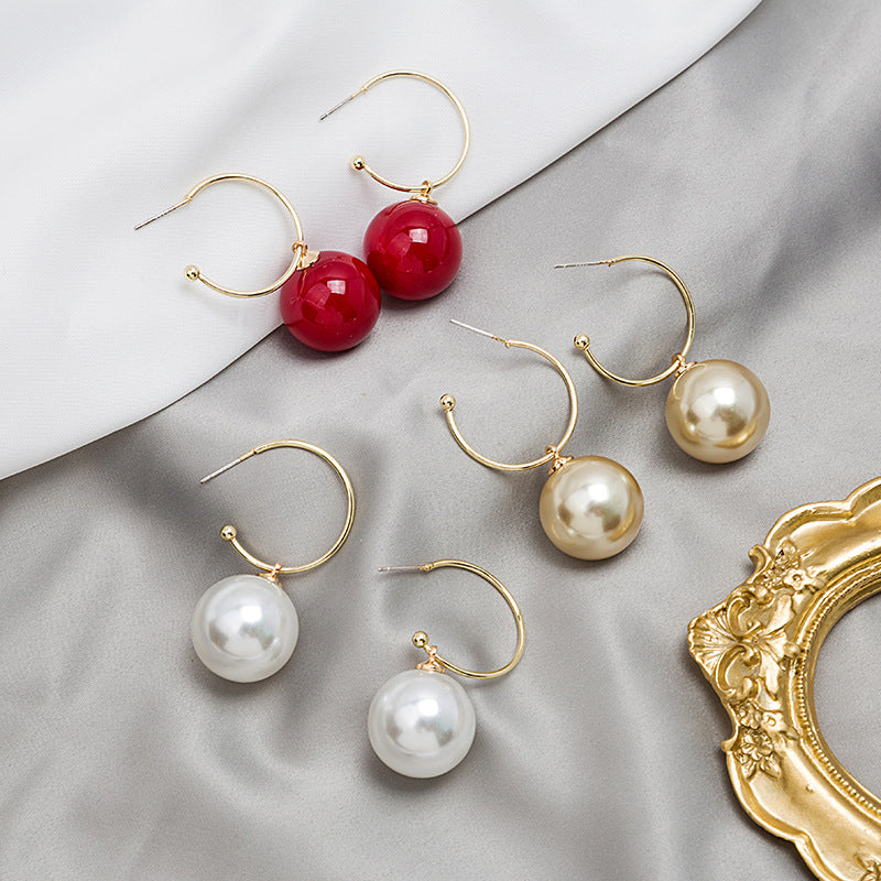 Exaggerated 925 Silver Needle Big Pearl Personality Earrings