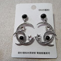 Diamond Crystal Five-pointed Star Moon Earrings Retro