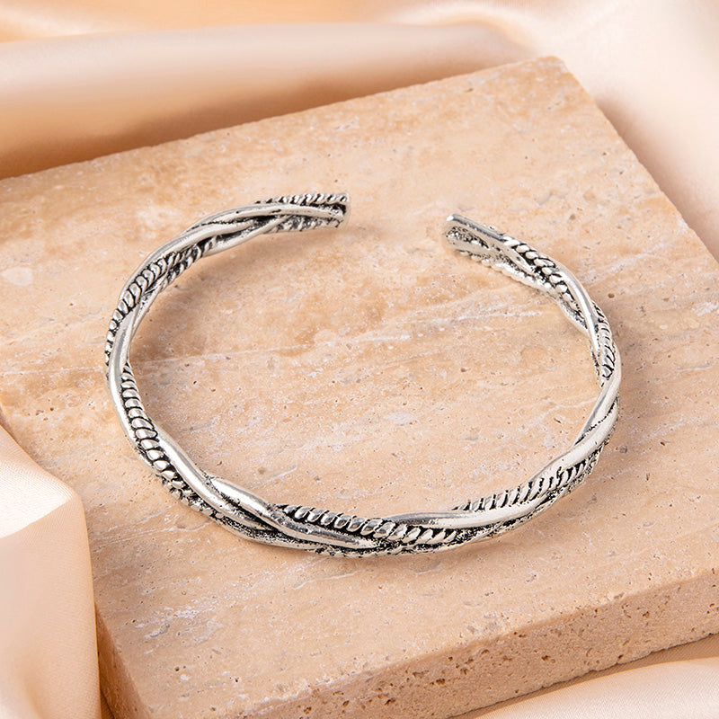 Vintage Twist Braided Open Bracelet