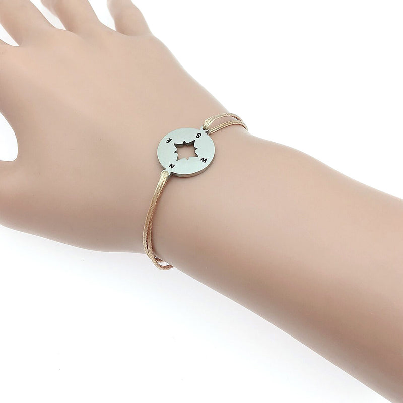 Compass Stainless Steel Charm Wish Bracelet