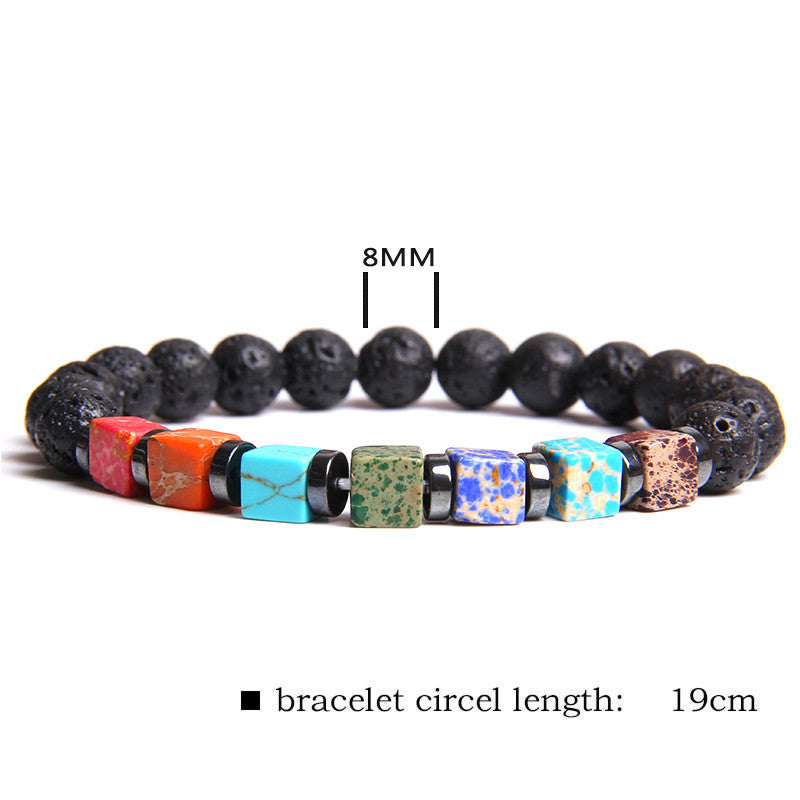 Natural Stone Bead Bracelet Men's Square Emperor Stone Charm Bracelet