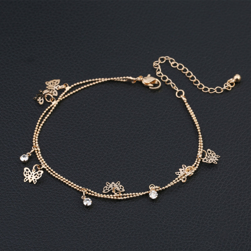Double Butterfly Anklet Fashion Alloy Women's Foot Chain