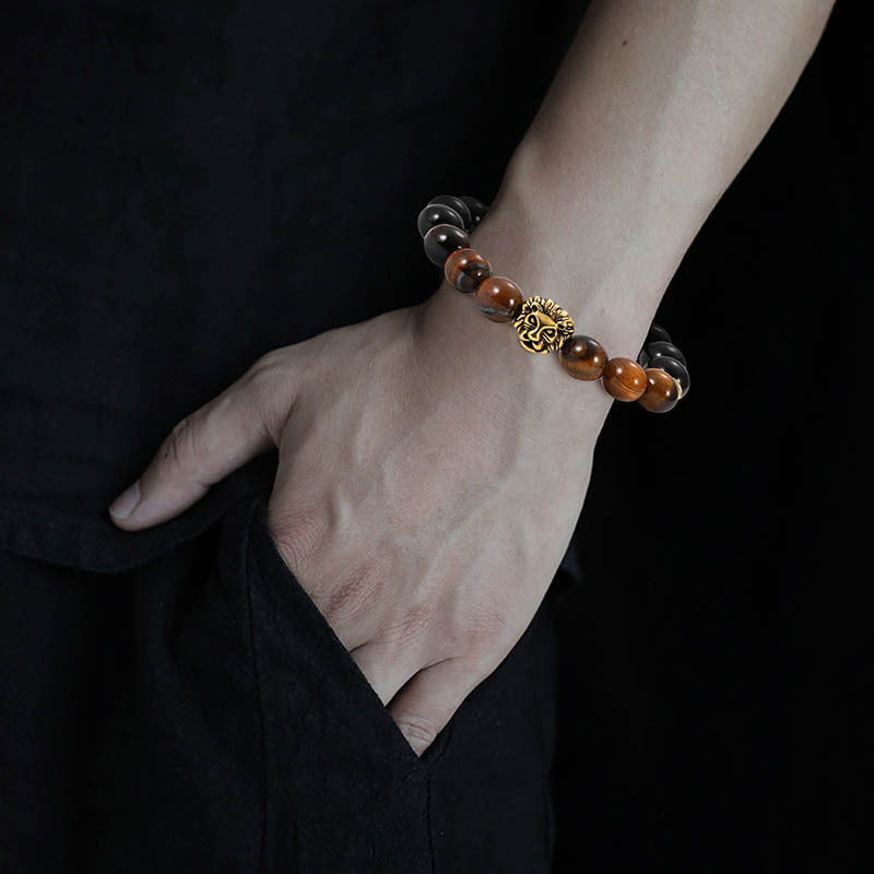 Lion head beaded bead bracelet