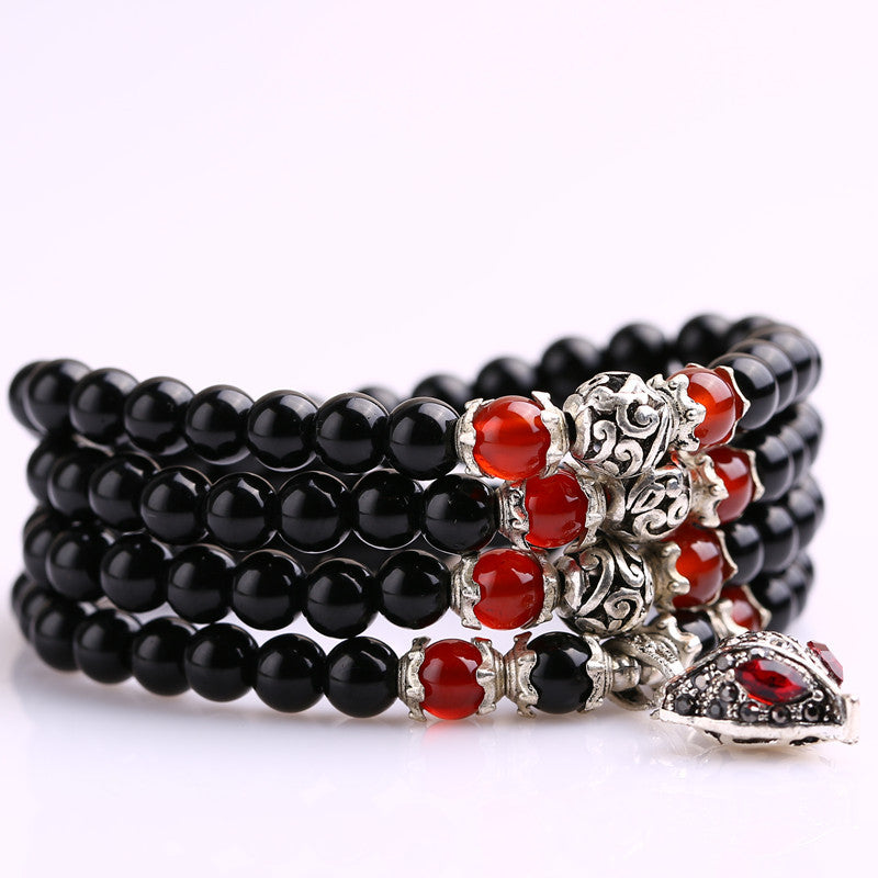 Dragon Horse Jewelry Crystal Bracelet 108 Buddha Bead Bracelet