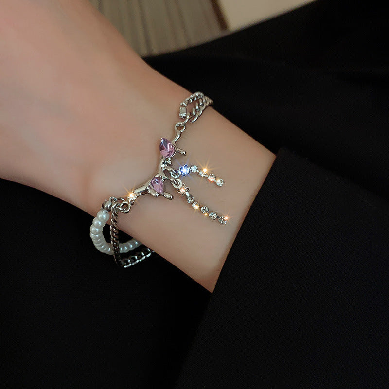 Diamond Bow Bracelet Fashion Pearl Chain