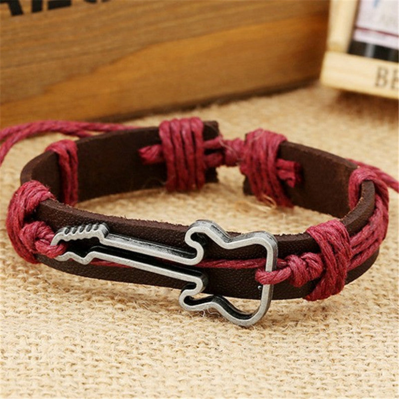 Zinc alloy guitar leather bracelet