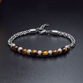 Stainless steel adjustable 6mm tiger's eye bracelet