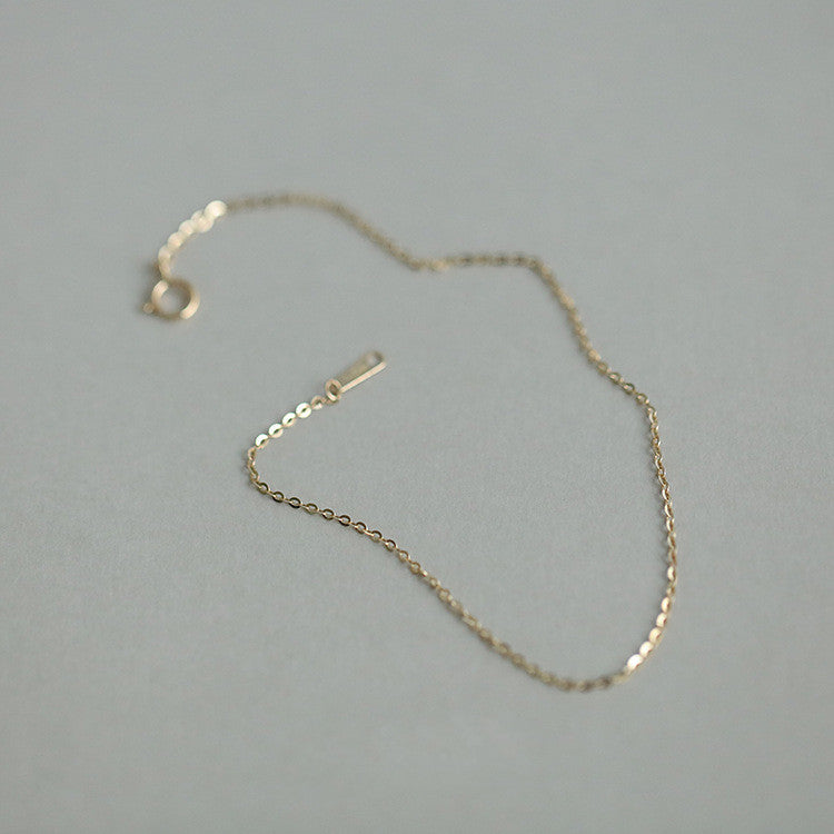 Women's Sterling Silver Gold-plated Bracelet Very Thin Bare Chain Simple Chain