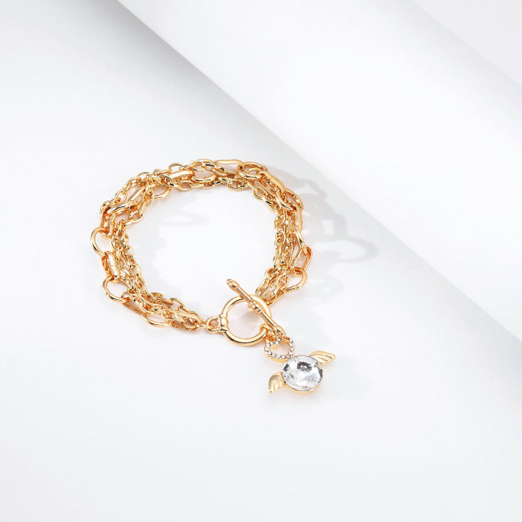 Multi-layer Chain Love Angel Pendant Bracelet