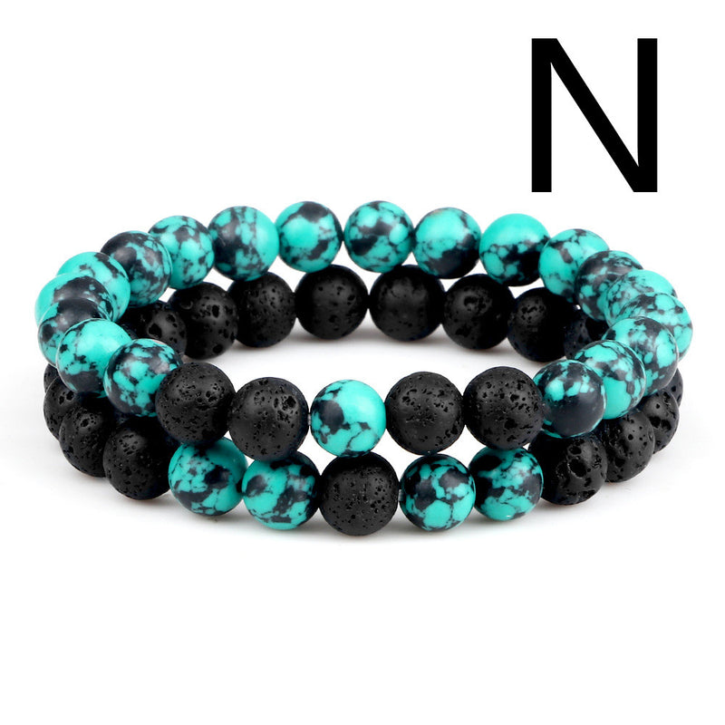 Couple Yoga Buddha Beads Volcanic Turquoise Bracelet