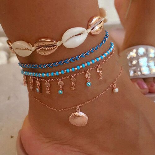 Woven shell multi-layer anklet