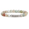 Volcanic stone believe letter bracelet bracelet