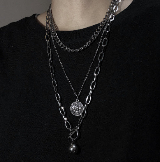 Multilayer cross necklace sweater chain