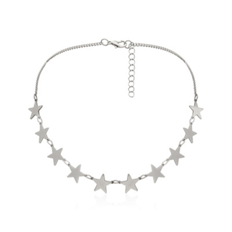 Vintage girly heart five-pointed star necklace