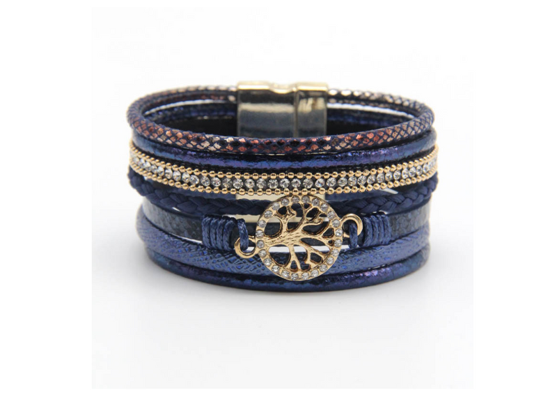 Explosion models Europe and America leather rope bracelets Hollow life tree ladies magnetic buckle jewelry