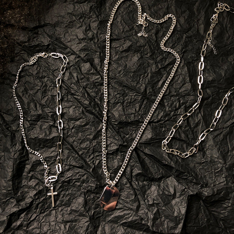 Multilayer cross necklace sweater chain