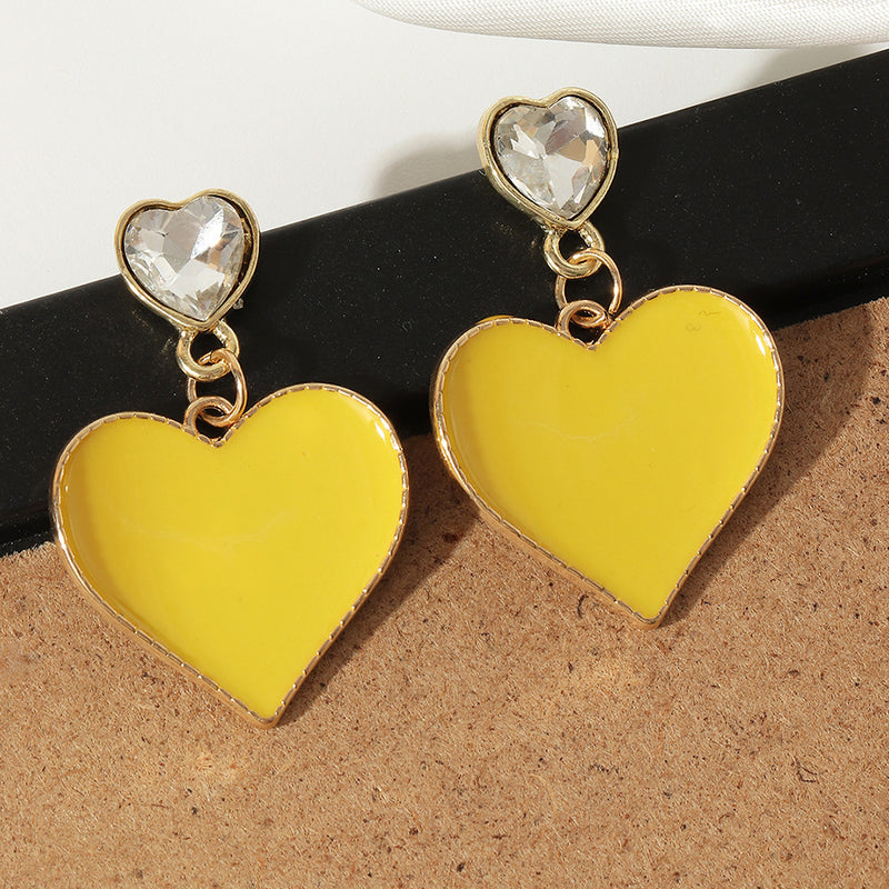 Sweet And Cute Girl Double Peach Heart Earrings