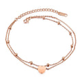 Double-Layer Rose Gold-Plated Love Anklet Bracelet