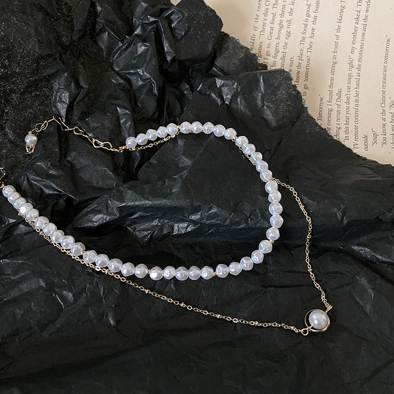 Simple Temperament Double-layer Pearl Clavicle Chain