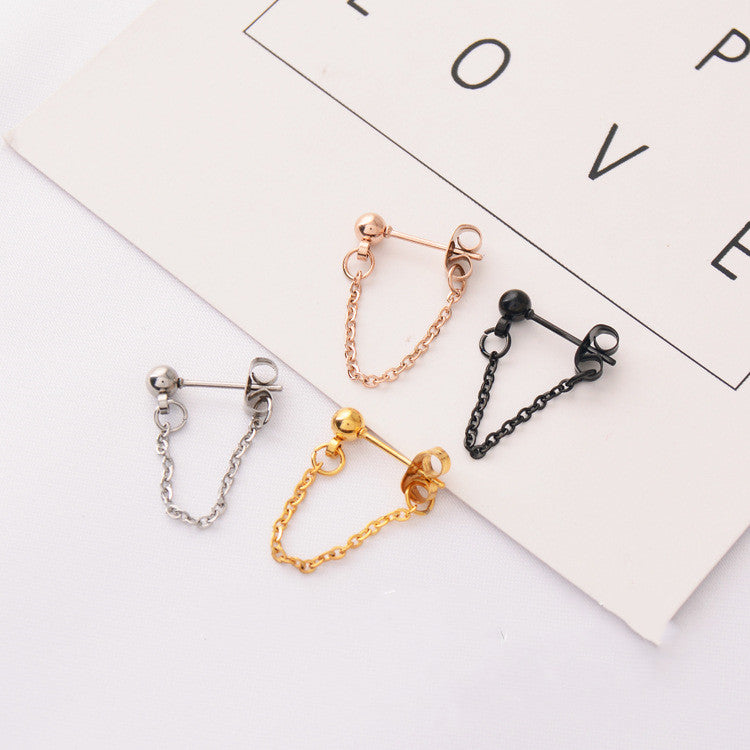 Titanium One-Piece Chain Earrings