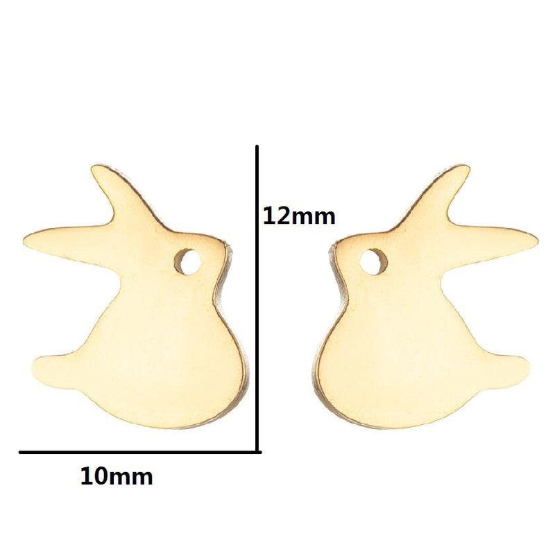 Electroplated Stainless Steel Korean Retro Swan Rabbit Earrings