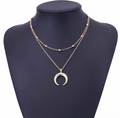 Bohemian Double Necklace Gold Plated Ladies Clavicle Necklace