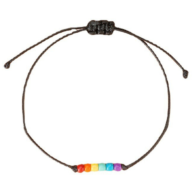 Fashion Rainbow Rice Bead Couple Knitted Bracelet