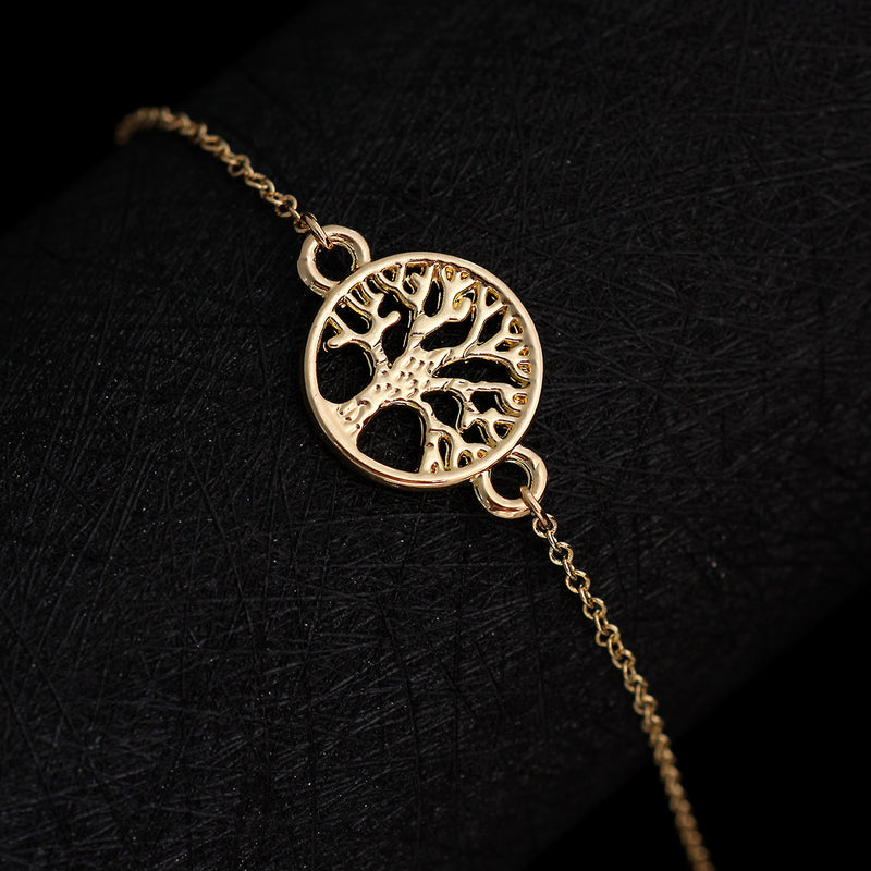 Geometric circular hollow tree of life bracelet