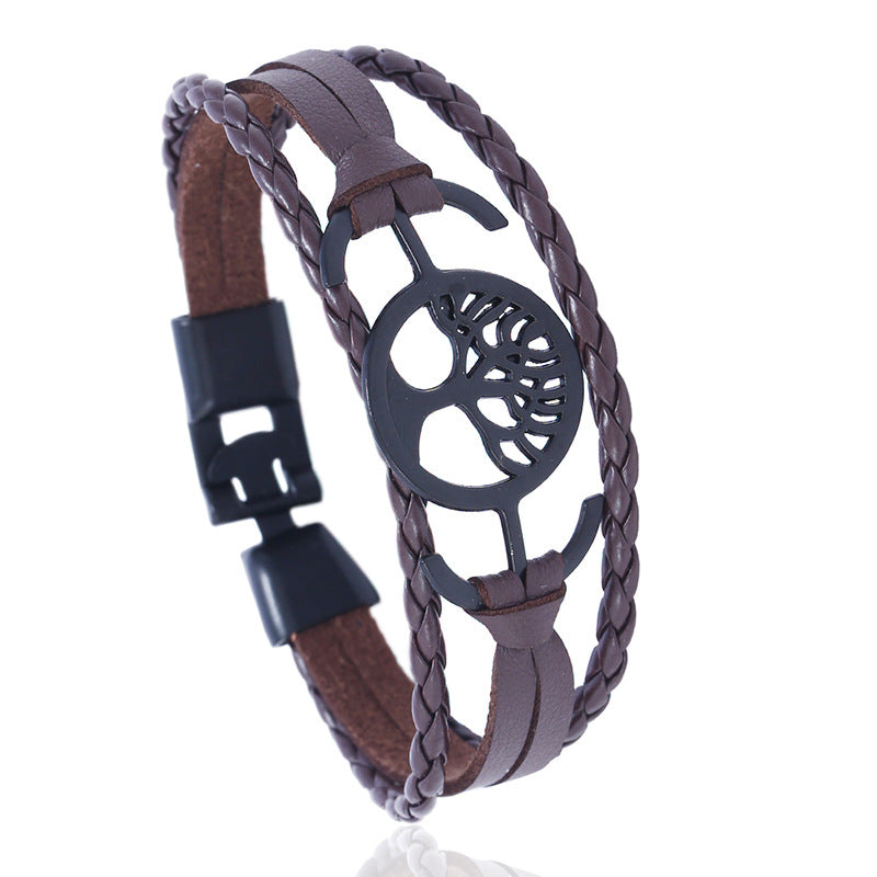 Double buckle leather bracelet