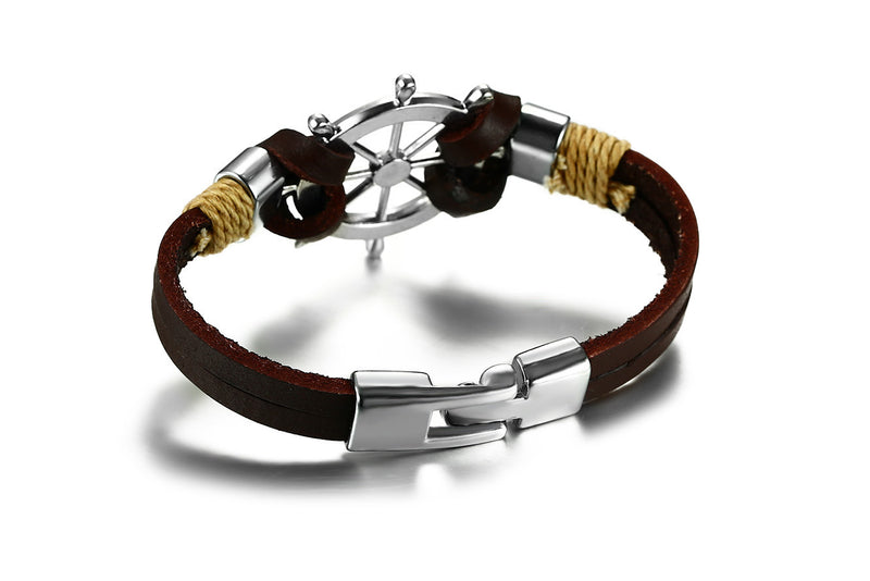 Men's Black Alloy Ship Helmsman Rope Bracelet