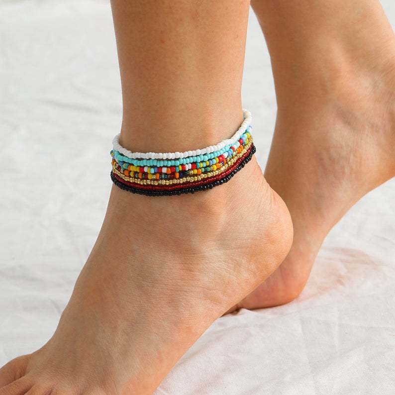 Bohemian multicolour handmade beading anklet