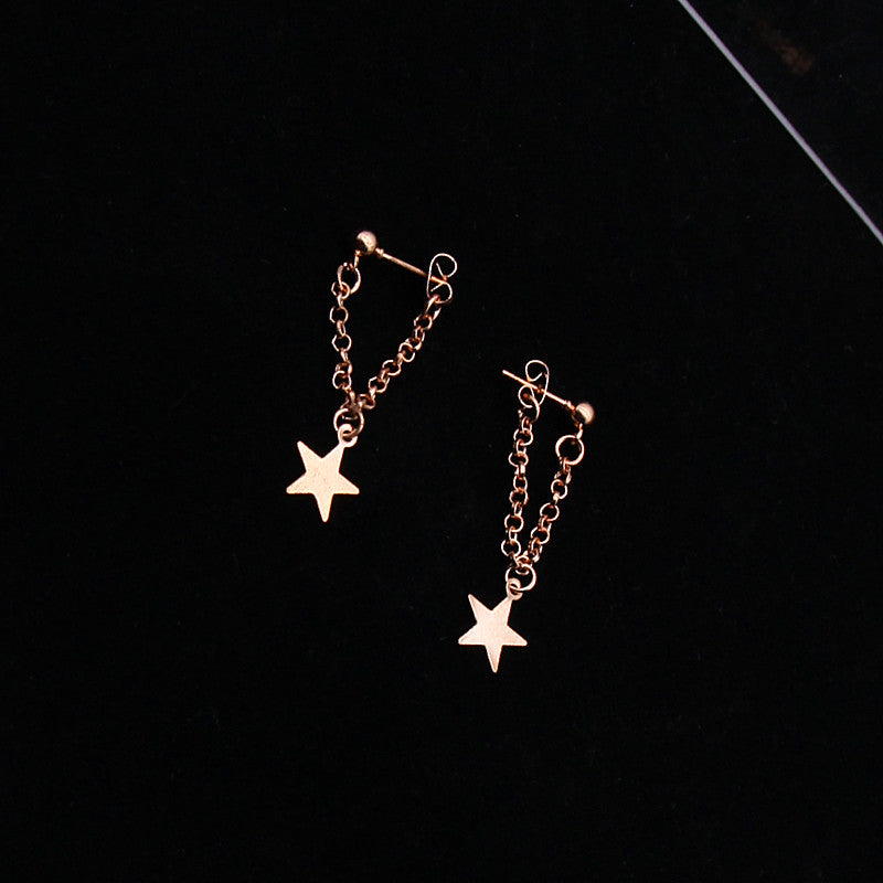 Front and rear star ear hanging stars tassel earrings