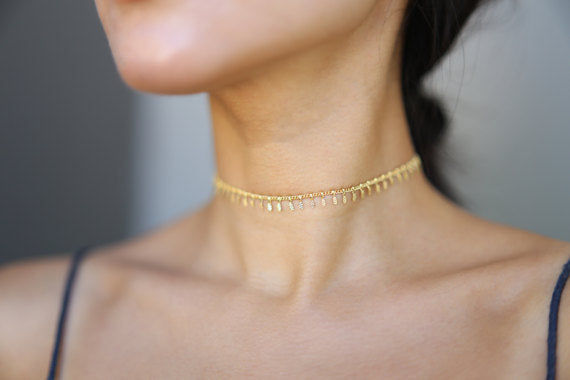 Minimalist embossed copper necklace