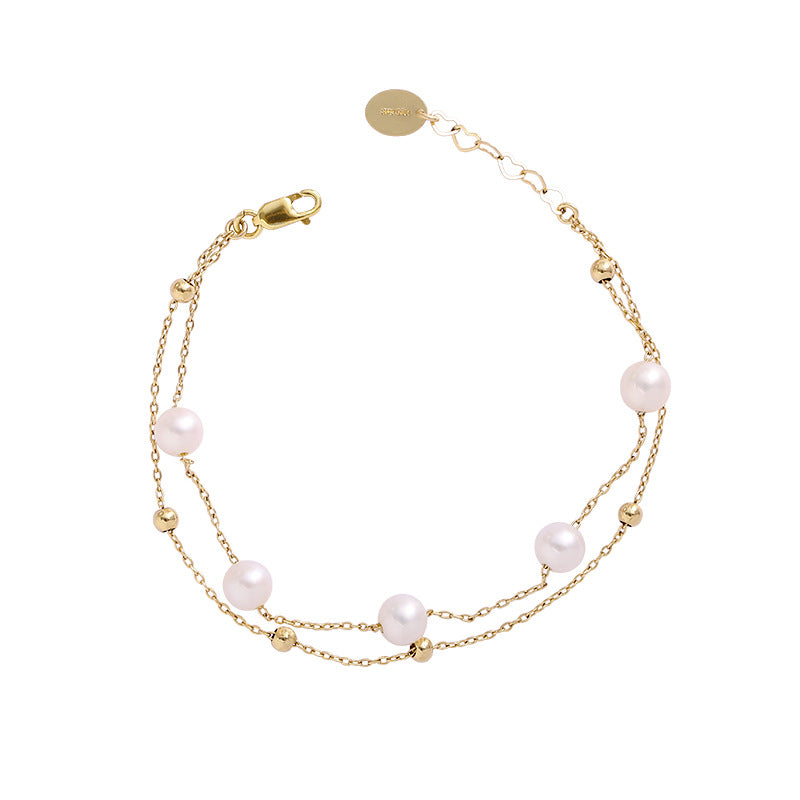 Double-layer Pearl Bracelet for Women Charms Gifts for Mom