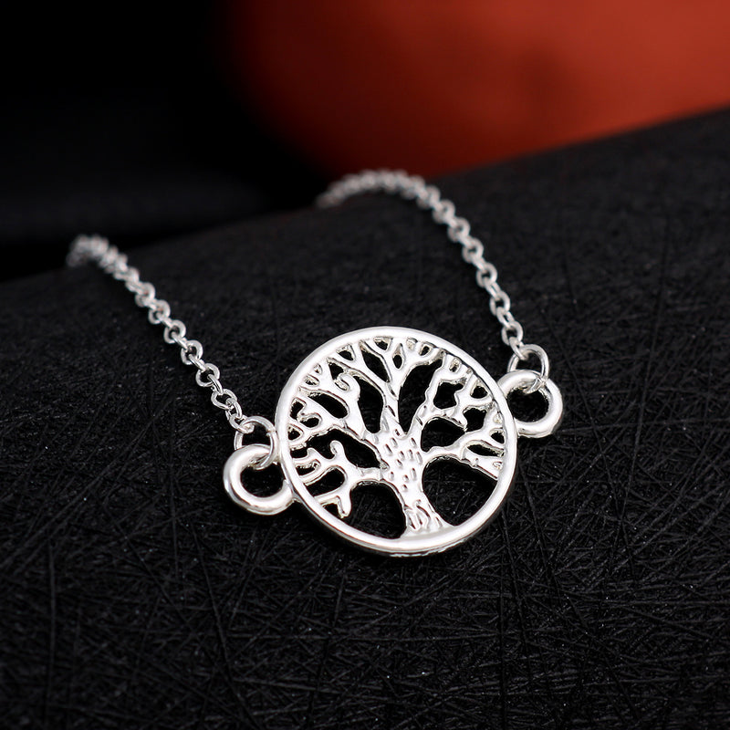 Geometric circular hollow tree of life bracelet