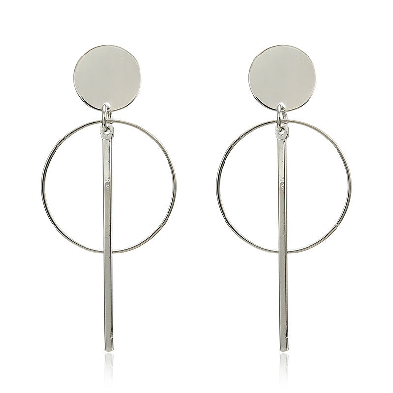 Geometric metal round earrings