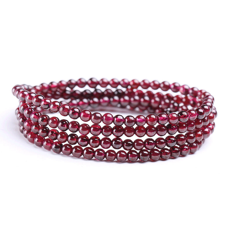 Natural Wine Red Garnet Stone Crystal Bracelet