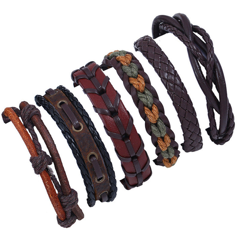 DIY six - piece multi - layer leather bracelet