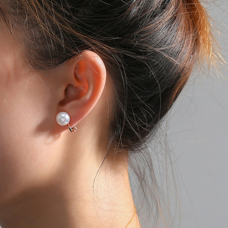 Fashion Simple Copper Ear Buckle Inlaid White Pearl Non-hole Ear Clip