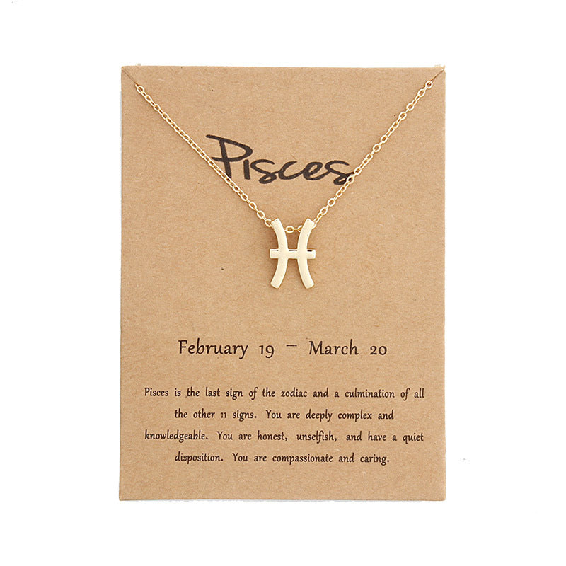 Zodiac Simple Gold Alloy Pendant Necklace