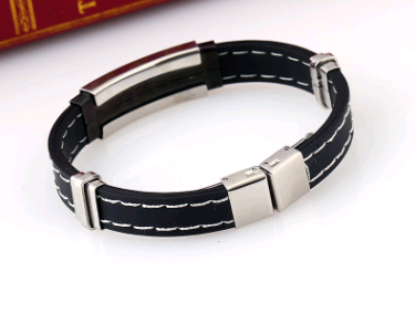 Fashion Stainless Steel men's Silicone Bracelet