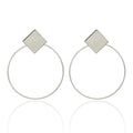 Geometric metal round earrings