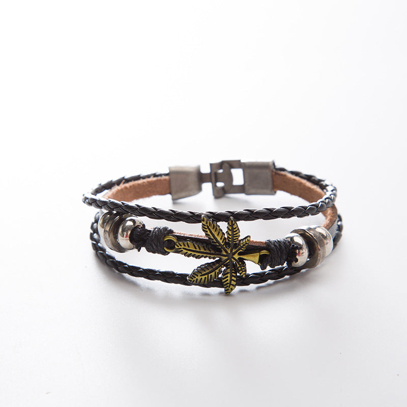 Punk Style,  Anchor Hand-Woven Leather Bracelet For Men