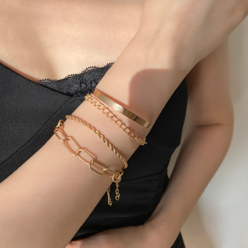 FourVersatile and Stylish Set of Four Gold-tone Alloy Bracelets -Piece Alloy Bracelet Bracelet