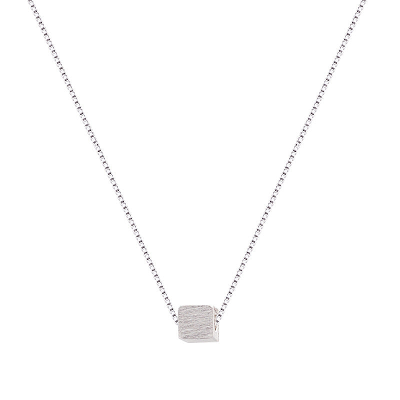 Brushed square clavicle necklace pendant