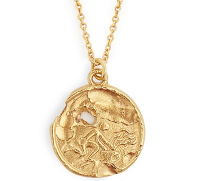 Retro Literary Three Dimensional Image Matte Gold Constellation Pendant For Women