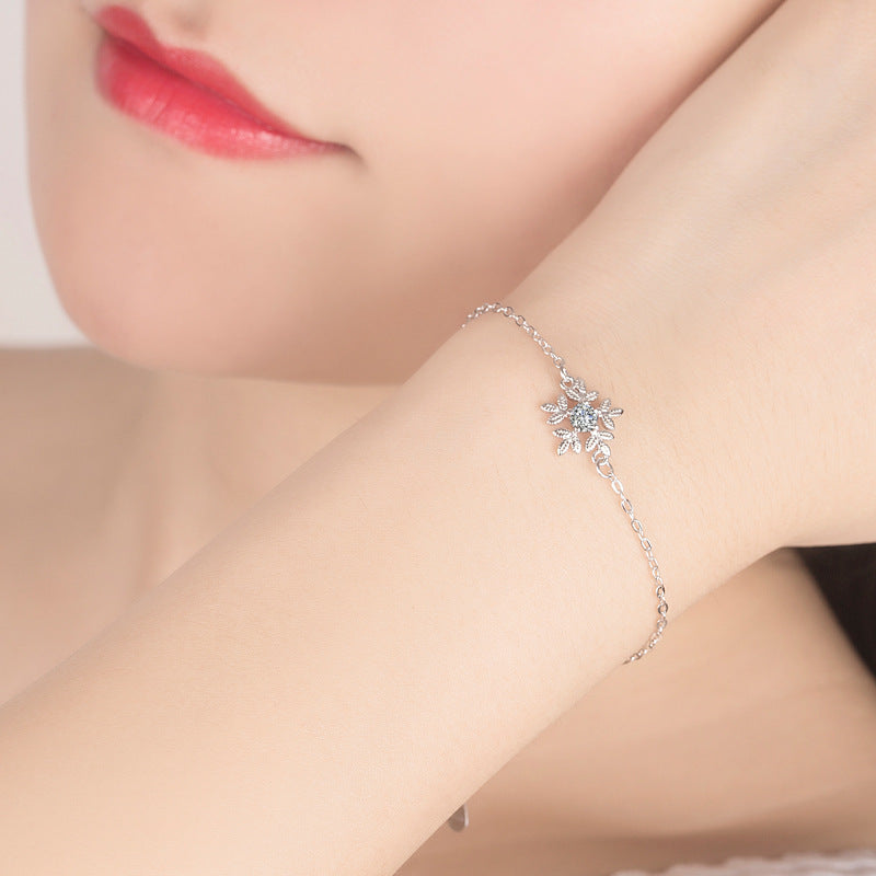 Silver elk snowflake bracelet