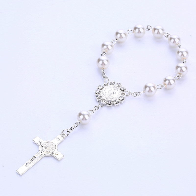 Cross Pendant Rosary Bracelet