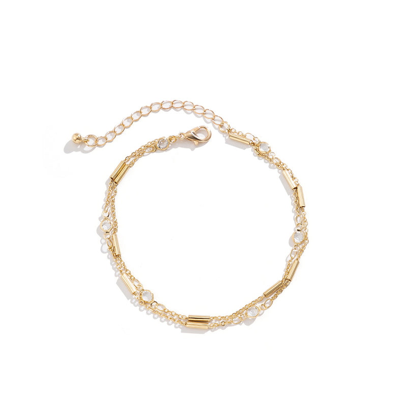 Creative Double-layer Round Tube Stitching Chain Anklet